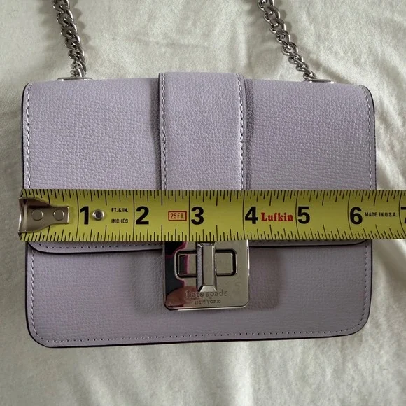 Kate Spade Phoebe Mini Flap Crossbody Bag Lilac Leather KK896 NEW - Picture 7 of 11